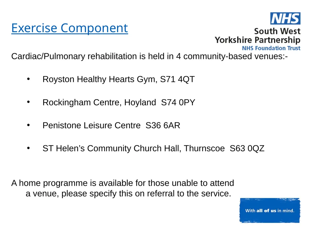 Cardiac and Pulmonary Rehabilitation Service - slide 7 of 12