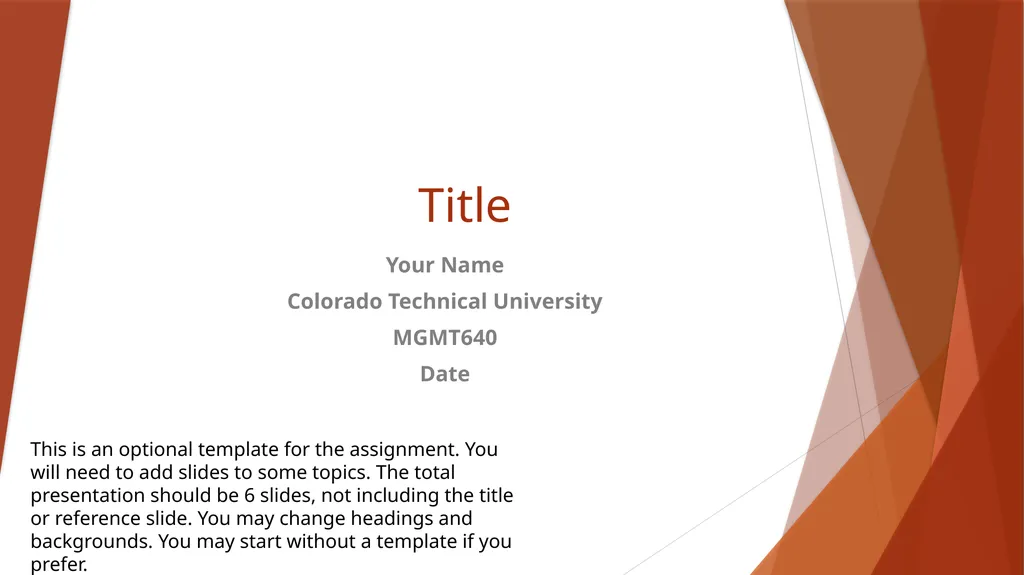 Title Your Name Colorado Technical University - slide 1 of 8