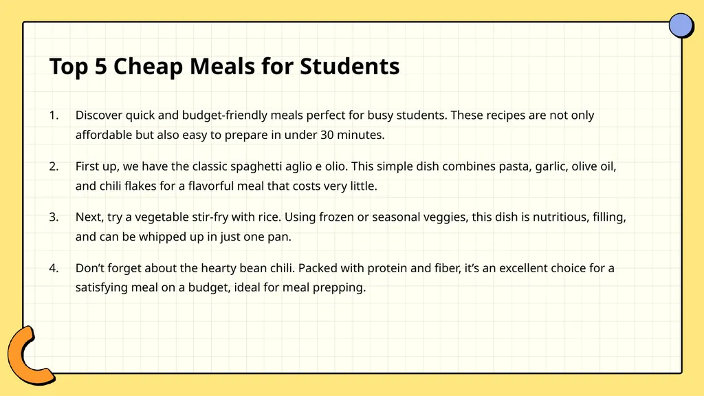 October 2023 Affordable and Delicious College - slide 8 of 13