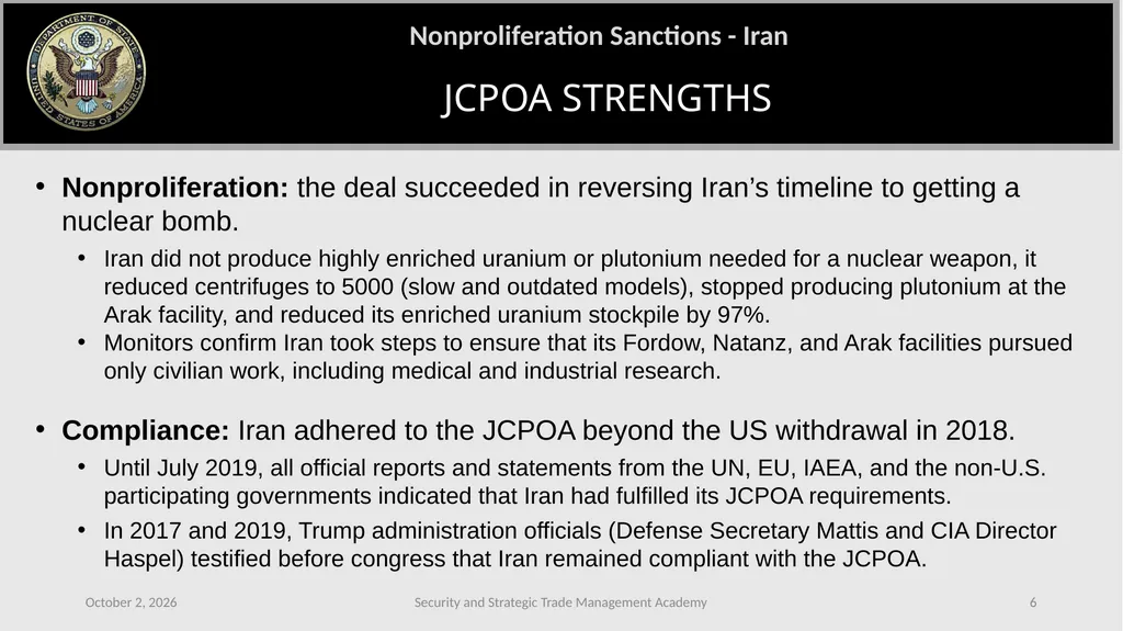 CASE STUDY: IRAN SANCTIONS (Islamic Republic of - slide 6 of 11