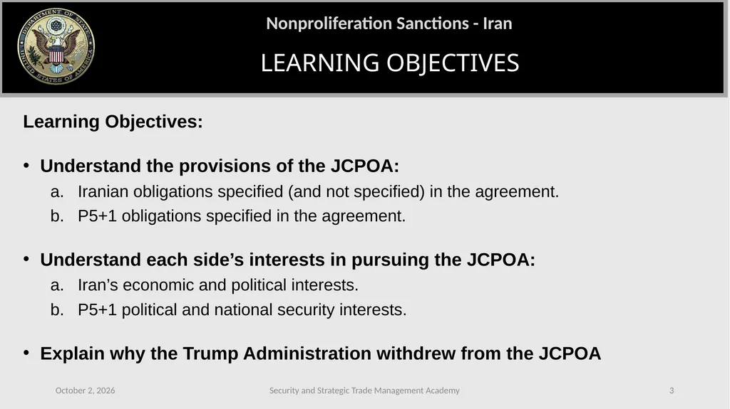 CASE STUDY: IRAN SANCTIONS (Islamic Republic of - slide 3 of 11