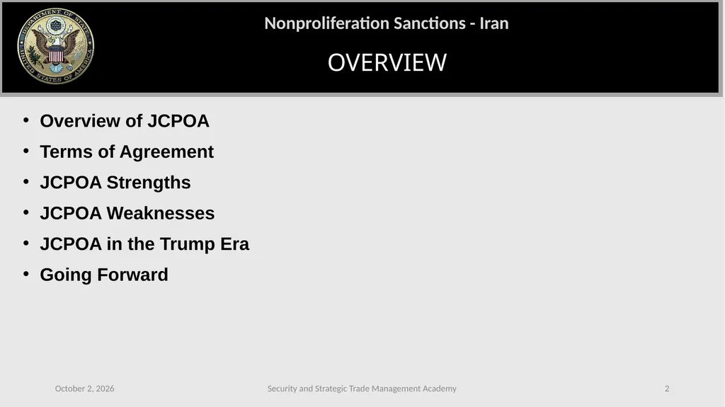 CASE STUDY: IRAN SANCTIONS (Islamic Republic of - slide 2 of 11