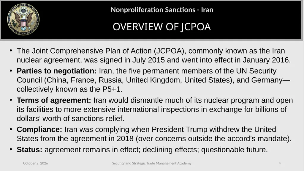CASE STUDY: IRAN SANCTIONS (Islamic Republic of - slide 4 of 11