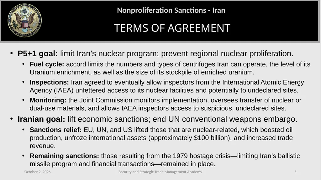 CASE STUDY: IRAN SANCTIONS (Islamic Republic of - slide 5 of 11
