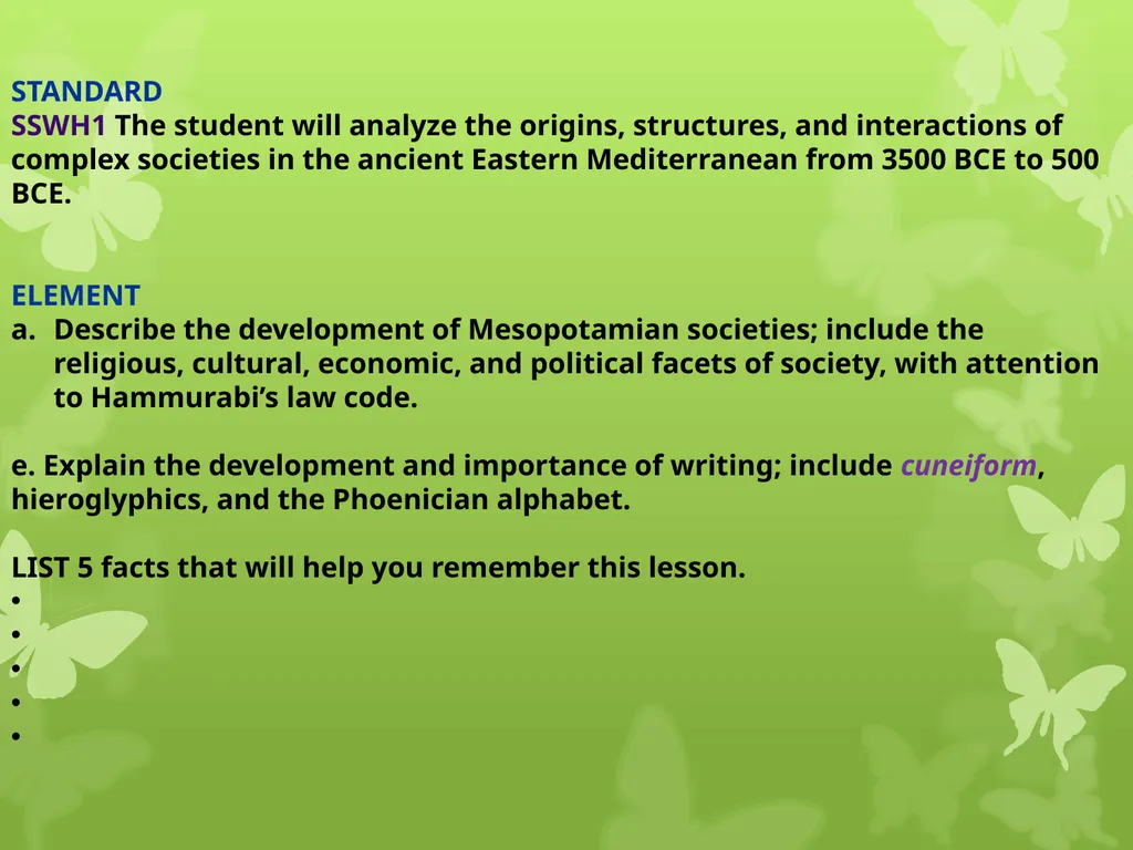 STANDARD SSWH1 The student will analyze the - slide 12 of 12
