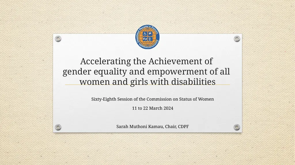 Accelerating the Achievement of gender equality - slide 1 of 10