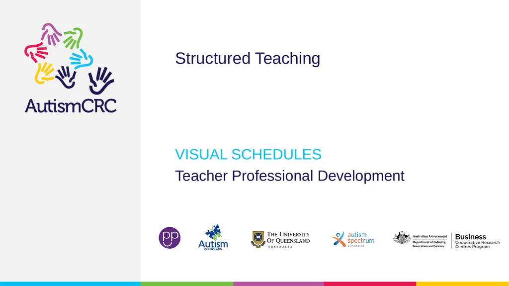 Structured Teaching VISUAL SCHEDULES Teacher - slide 1 of 27