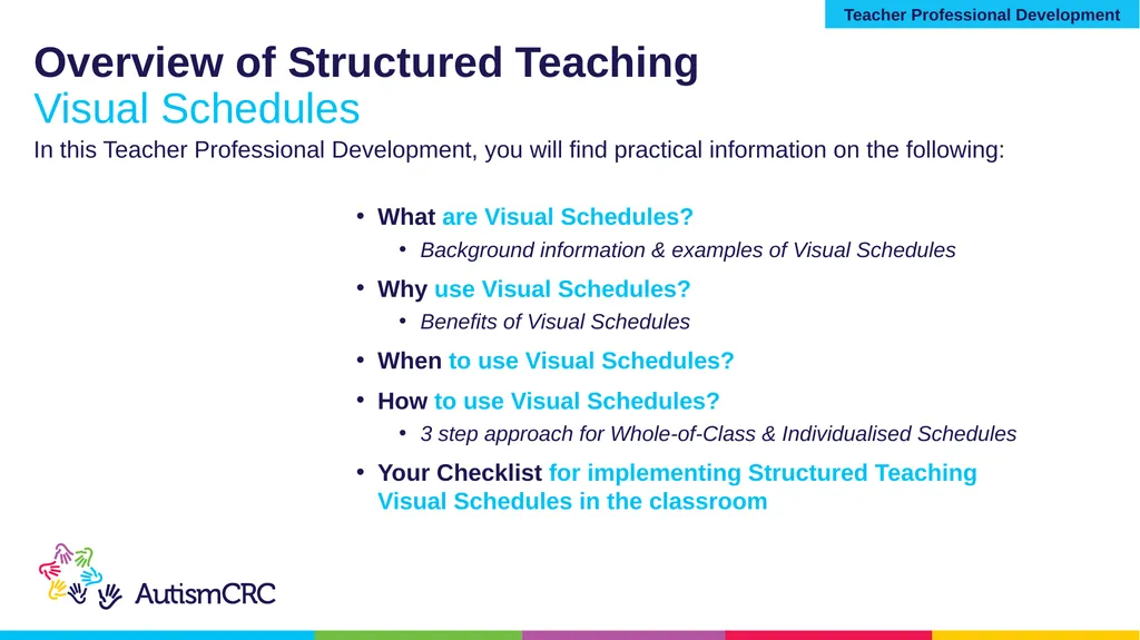 Structured Teaching VISUAL SCHEDULES Teacher - slide 4 of 27