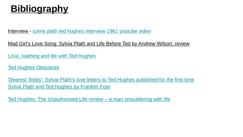 Plath and Hughes - their relationship Group ? - slide 11 of 13
