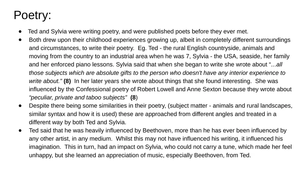 Plath and Hughes - their relationship Group ? - slide 8 of 13