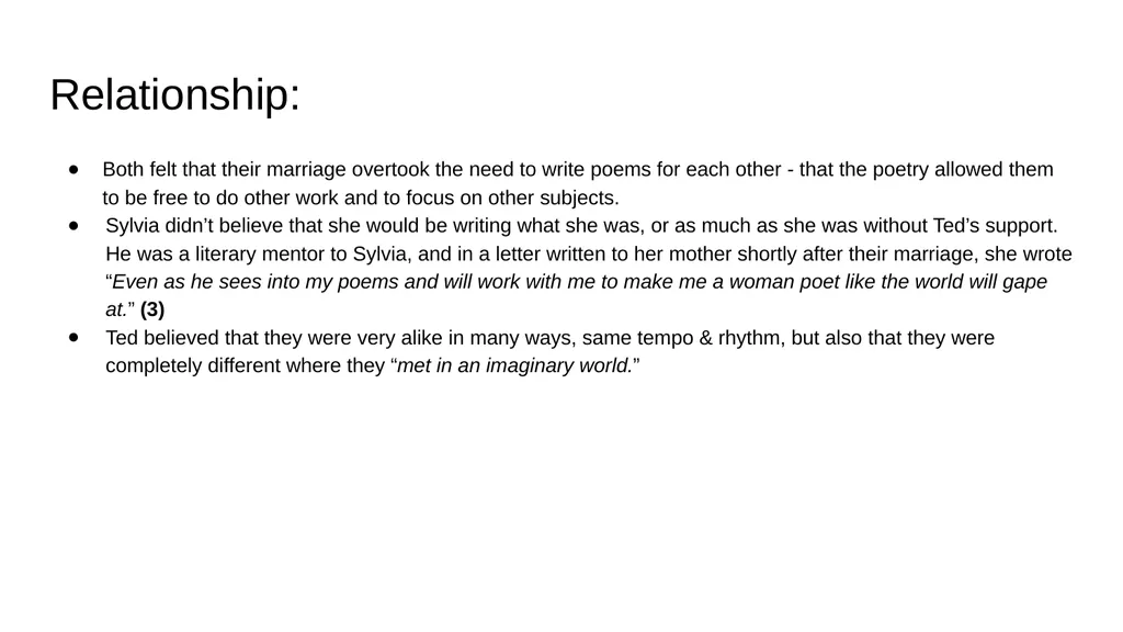Plath and Hughes - their relationship Group ? - slide 5 of 13