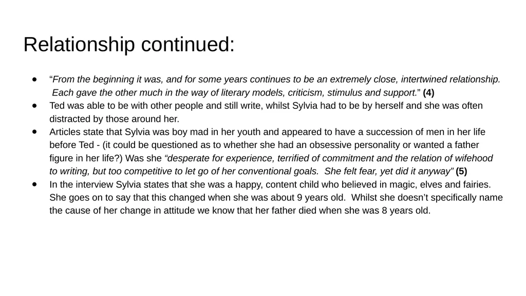 Plath and Hughes - their relationship Group ? - slide 6 of 13