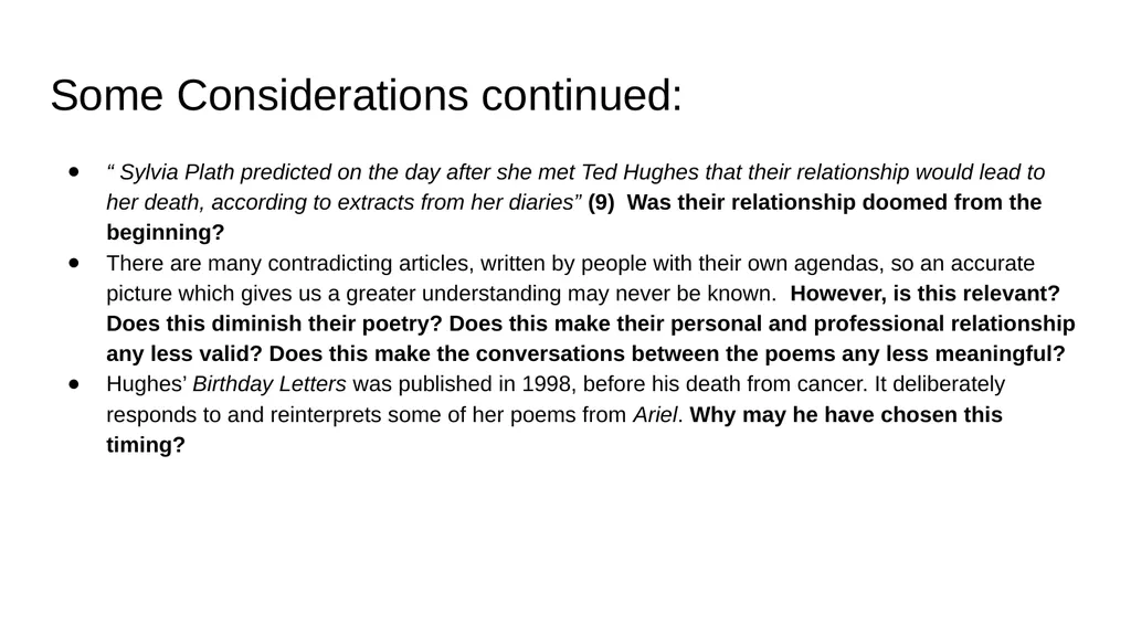 Plath and Hughes - their relationship Group ? - slide 10 of 13