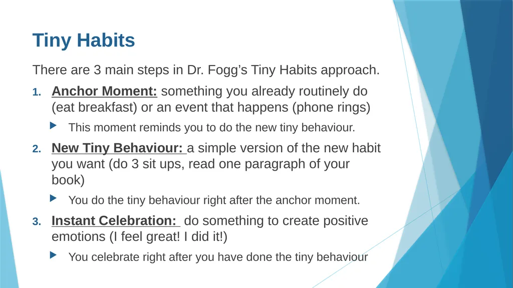 Creating Habits for Success One Tiny Habit at a - slide 3 of 9
