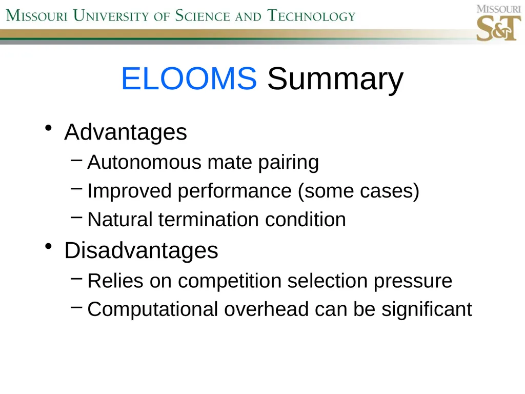 Self-Adaptive Semi-Autonomous Parent Selection - slide 32 of 38