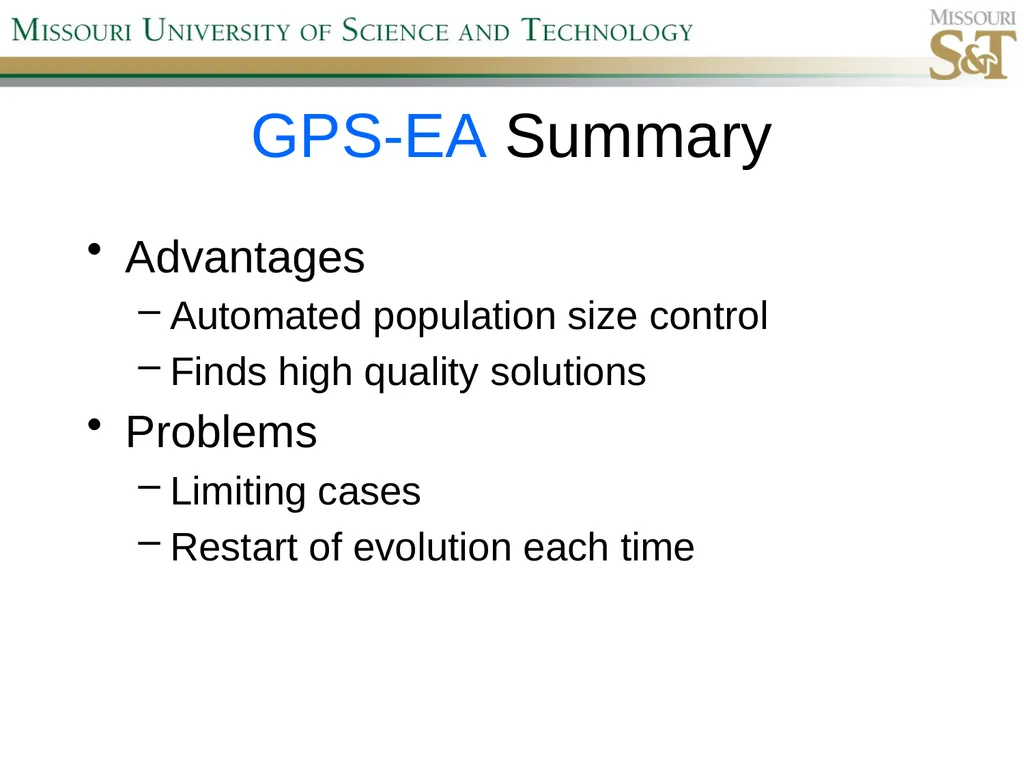 Self-Adaptive Semi-Autonomous Parent Selection - slide 21 of 38