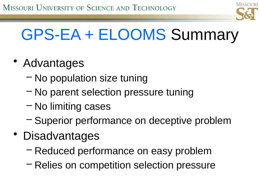 Self-Adaptive Semi-Autonomous Parent Selection - slide 38 of 38