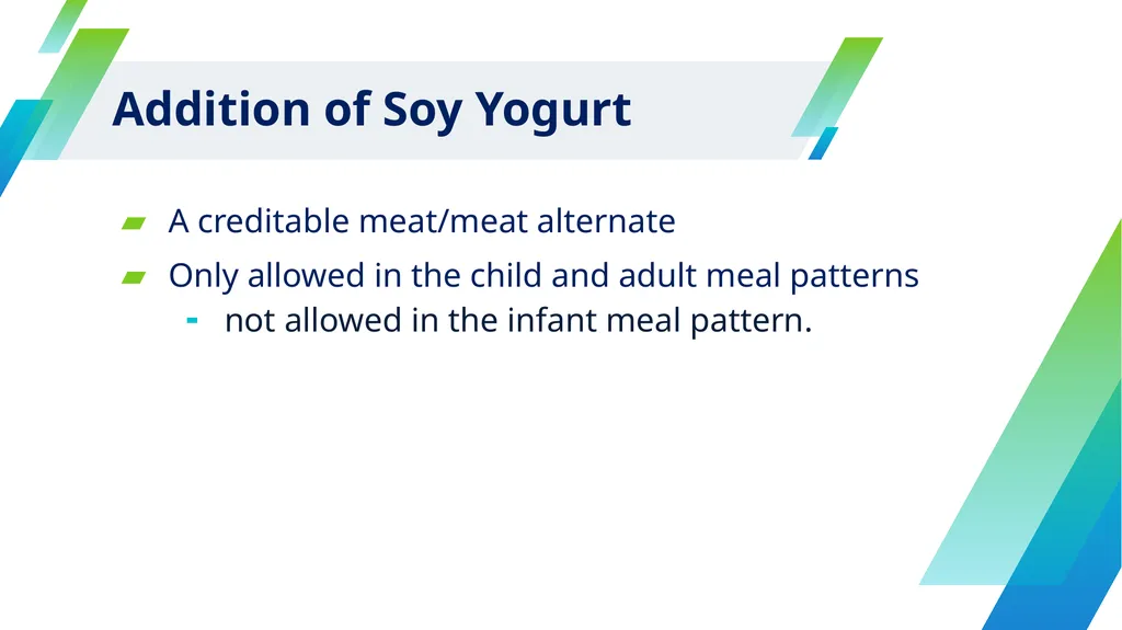 Tofu Requirements in the CACFP CACFP iTrain Simple - slide 10 of 15