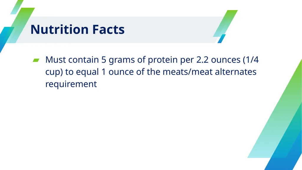 Tofu Requirements in the CACFP CACFP iTrain Simple - slide 9 of 15