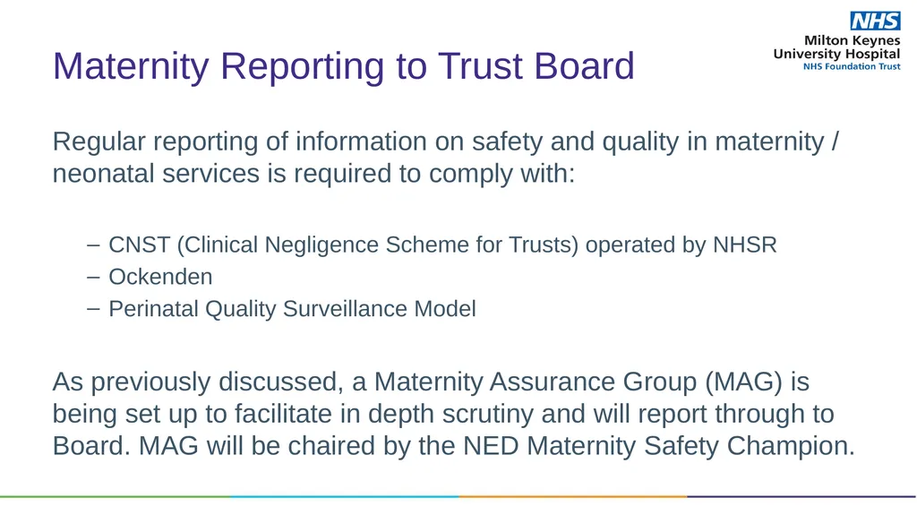 Trust Board – Maternity Update Presented by Ian - slide 2 of 14