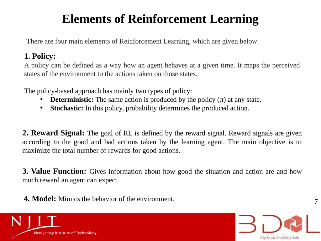 Introduction to Reinforcement Learning Presenter: - slide 7 of 13