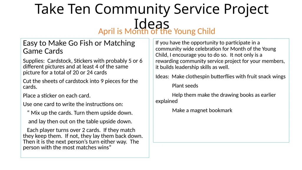 Easy Community Service Project Ideas! Presented by - slide 9 of 10