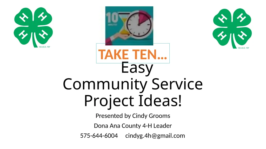 Easy Community Service Project Ideas! Presented by