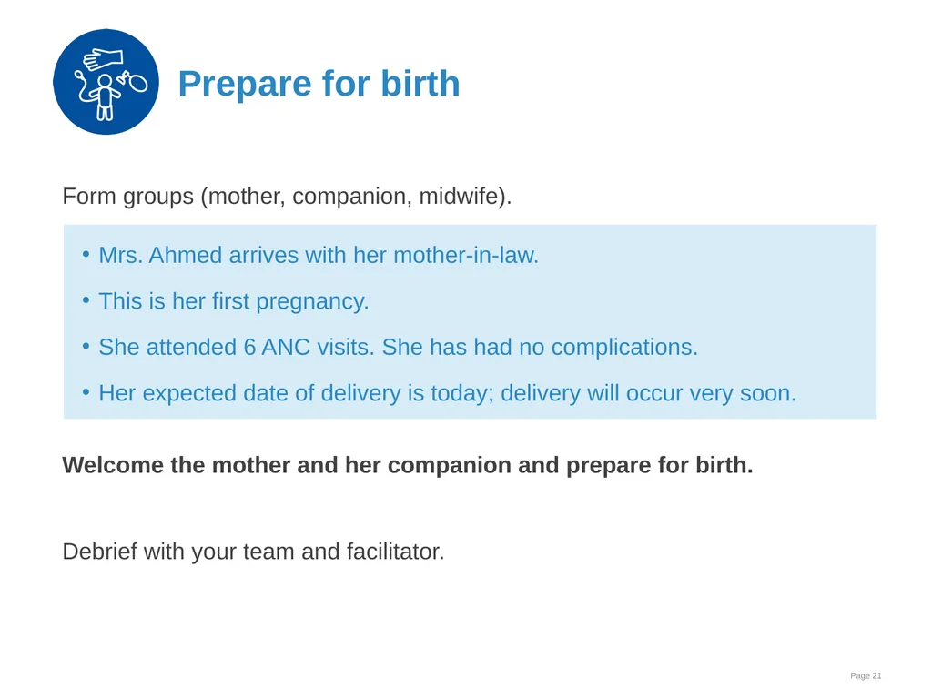 Preparation for birth Goal and learning outcomes - slide 21 of 25