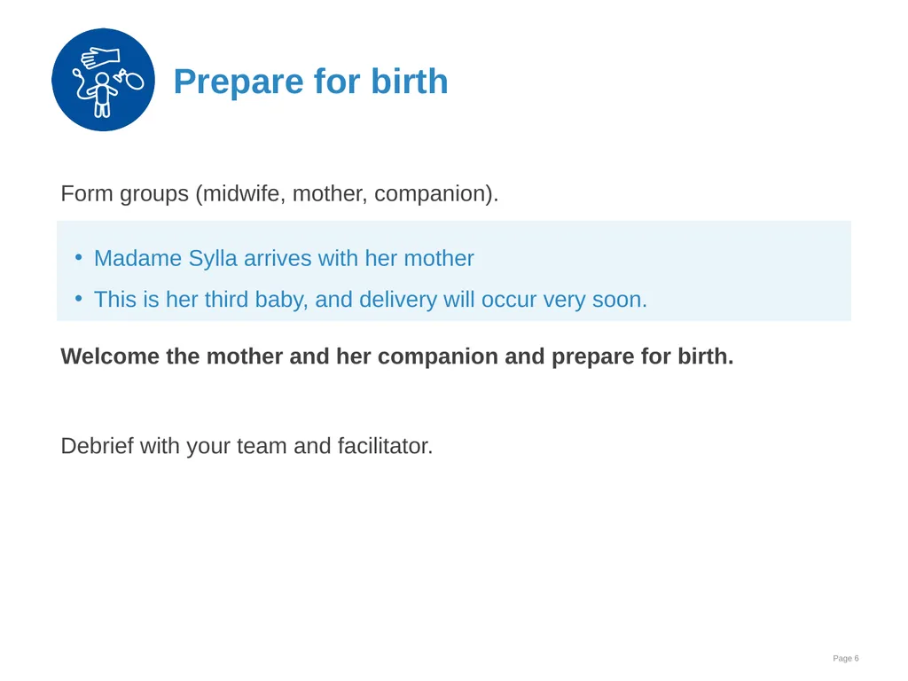 Preparation for birth Goal and learning outcomes - slide 6 of 25