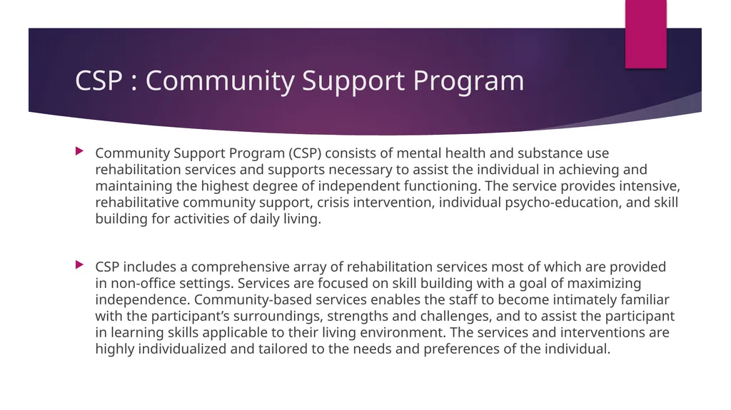 Community Support Person (CSP) Training CT Mental - slide 3 of 30