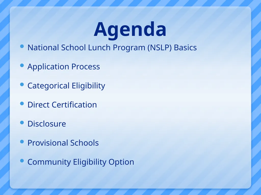 National School Lunch Program Tuesday, July 10, - slide 5 of 57