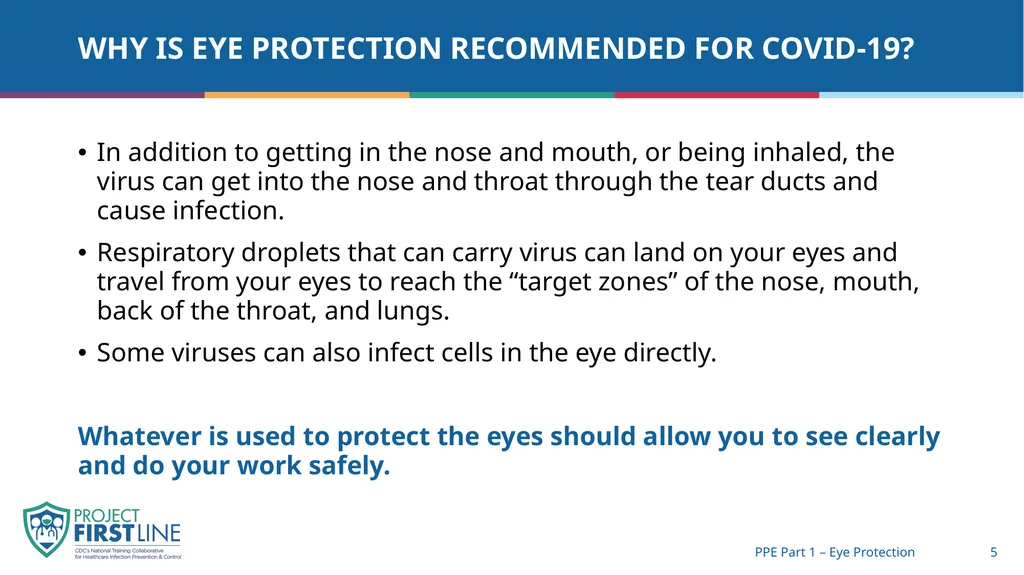 Topic 7: Ppe part 1 – Eye protection [Date of - slide 5 of 9