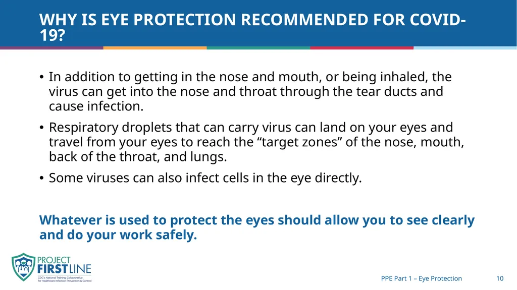 Topic 7: Ppe part 1 – Eye protection [Date of - slide 10 of 15