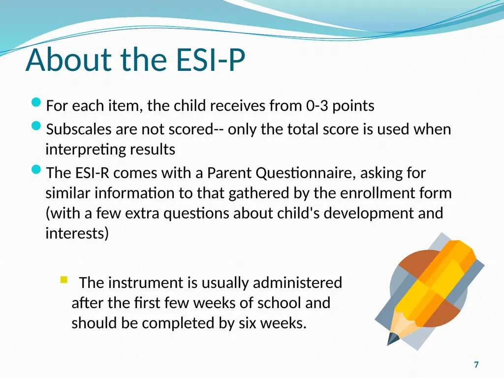 ESI-P Early Screening Inventory-Preschool - slide 7 of 20