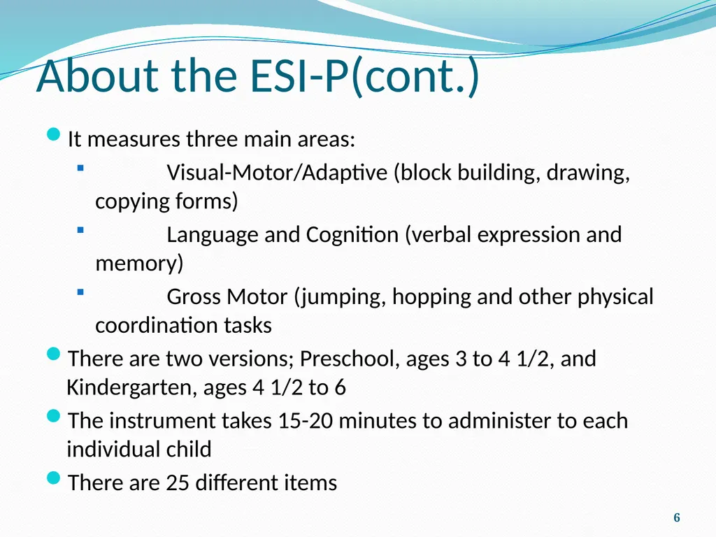 ESI-P Early Screening Inventory-Preschool - slide 6 of 20