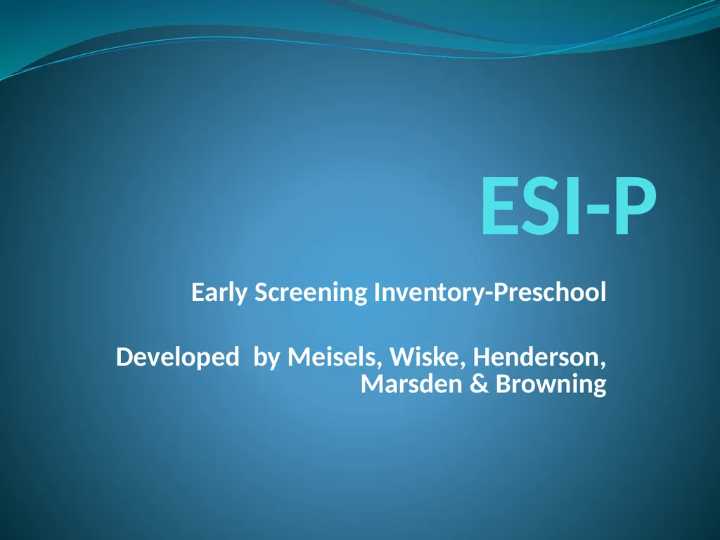 ESI-P Early Screening Inventory-Preschool - slide 1 of 20