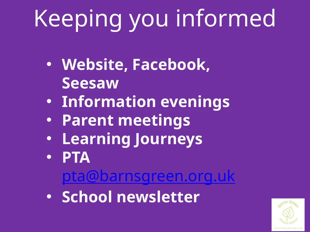 Reception for Parents Key Staff and their training - slide 7 of 10
