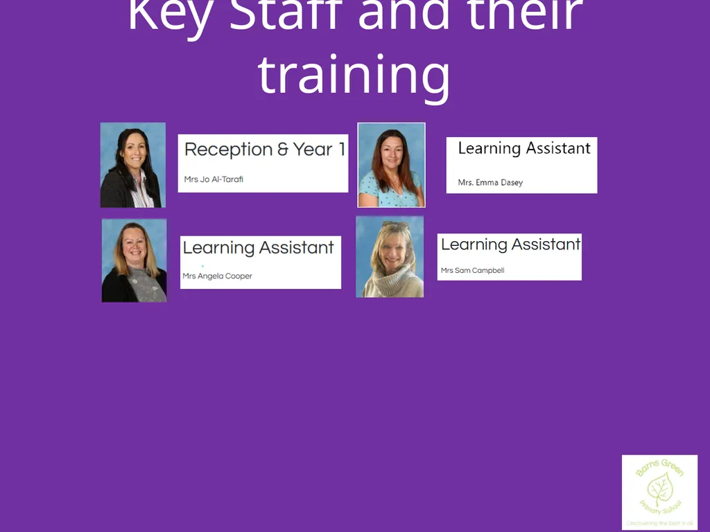 Reception for Parents Key Staff and their training - slide 2 of 10