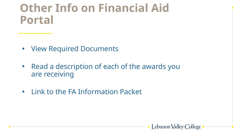 Financial Aid & Billing Kendra Feigert, Director - slide 5 of 19