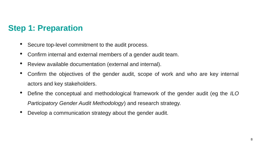 Gender auditing: creating a gender-sensitive - slide 8 of 12