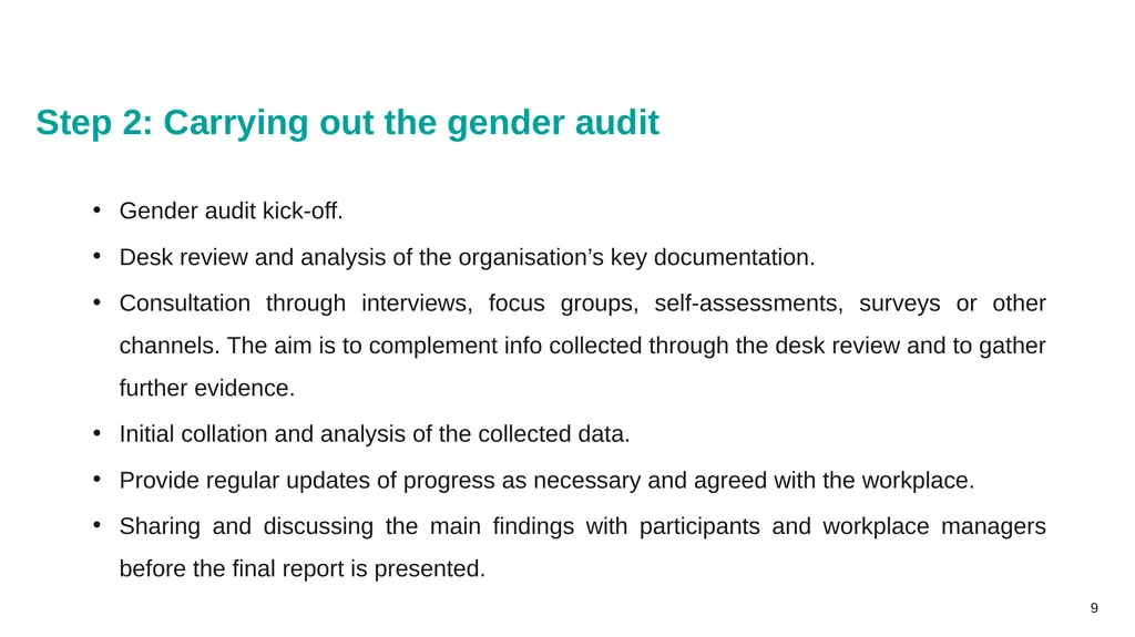 Gender auditing: creating a gender-sensitive - slide 9 of 12