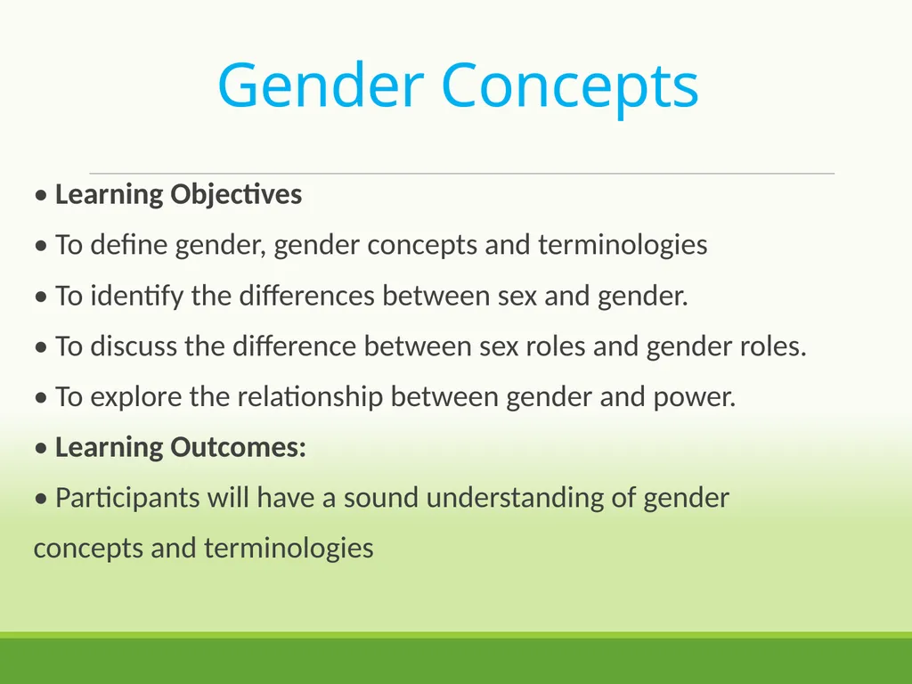 INTRODUCTION to GENDER STUDIES GENDER, GENDER - slide 2 of 21