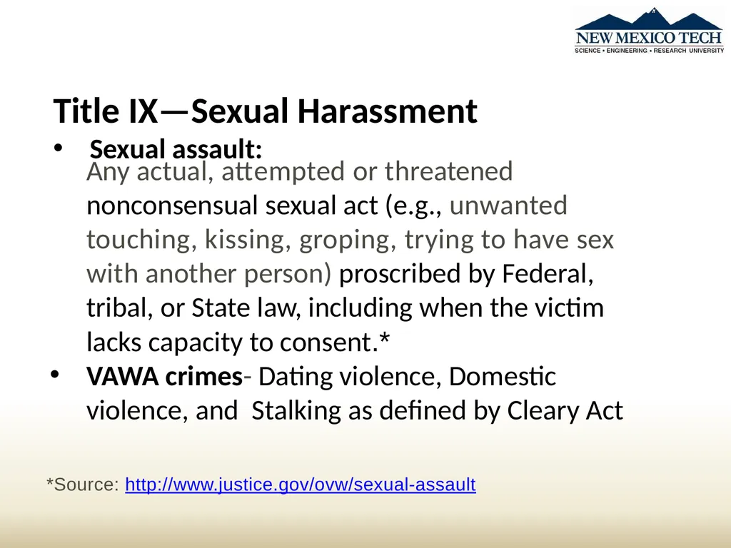 New Student Awareness Training Sexual Misconduct, - slide 14 of 28