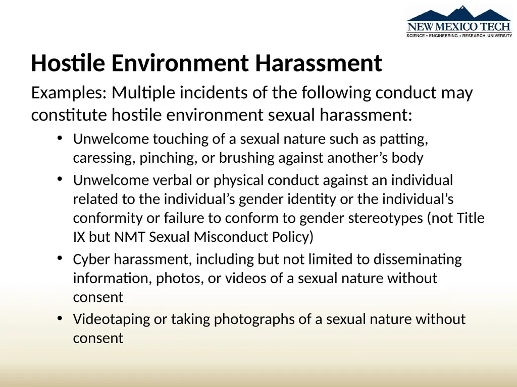 New Student Awareness Training Sexual Misconduct, - slide 13 of 28