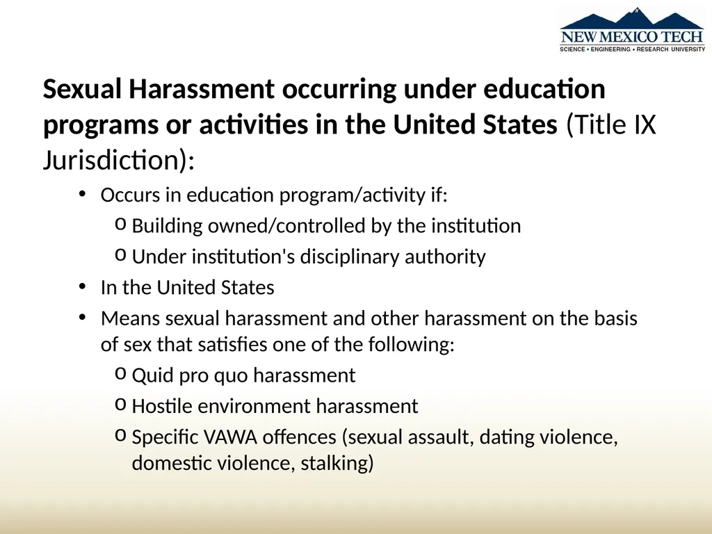 New Student Awareness Training Sexual Misconduct, - slide 9 of 28