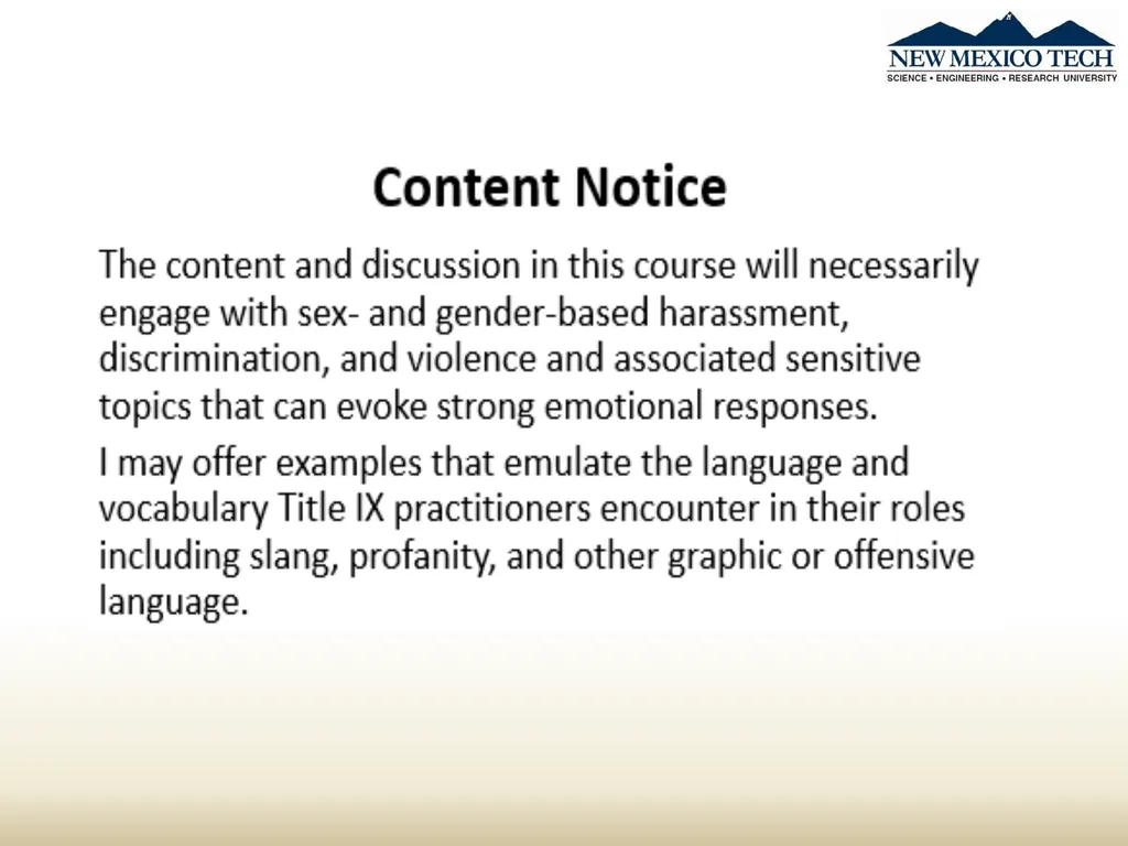 New Student Awareness Training Sexual Misconduct, - slide 2 of 28