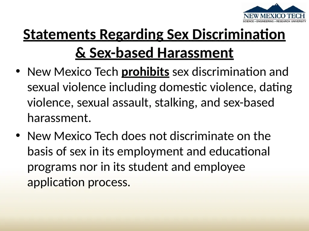 New Student Awareness Training Sexual Misconduct, - slide 6 of 28