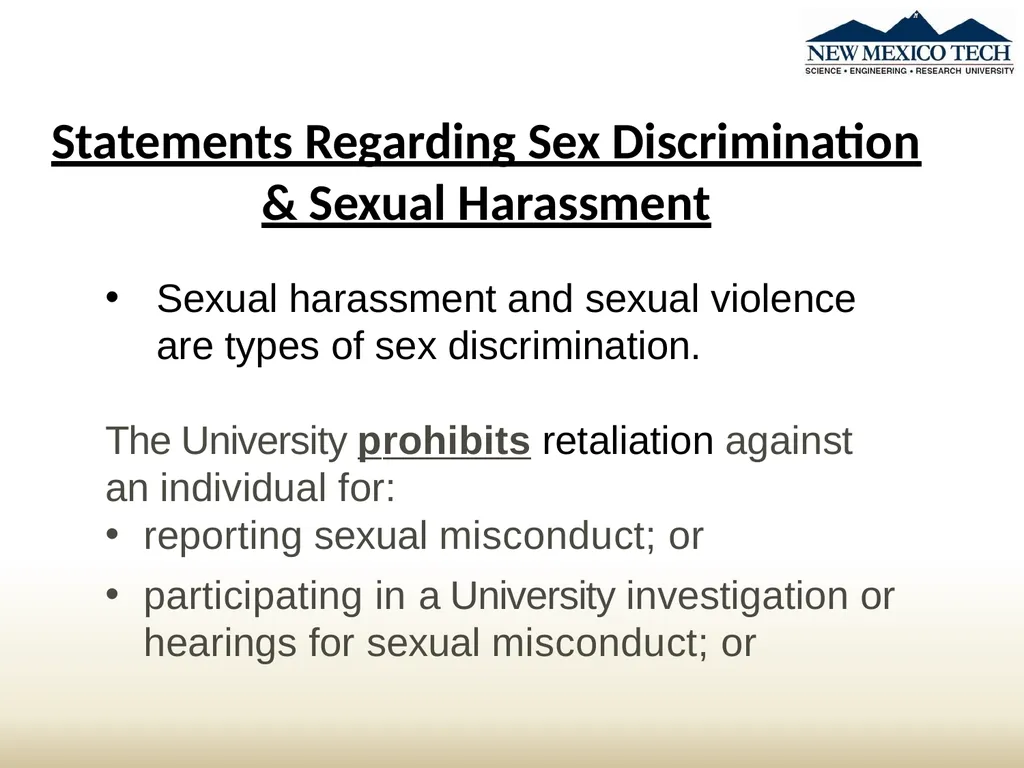 New Student Awareness Training Sexual Misconduct, - slide 7 of 28