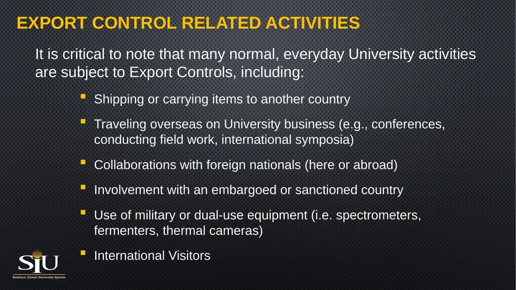 Export Controls Compliance What is the intent of - slide 8 of 16
