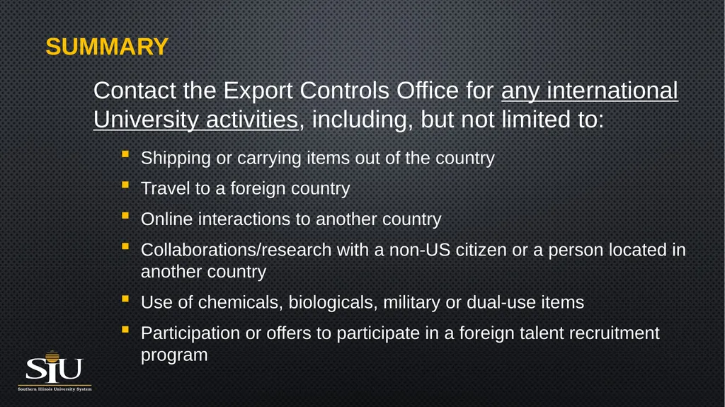 Export Controls Compliance What is the intent of - slide 15 of 16
